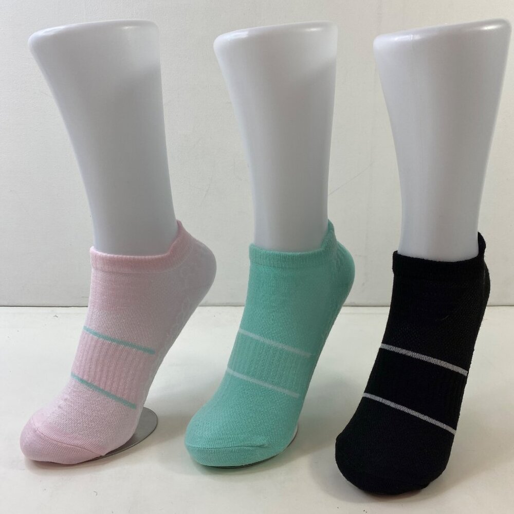 Womens Ankle Socks Set 3 Stripes Pink Green Black Gray